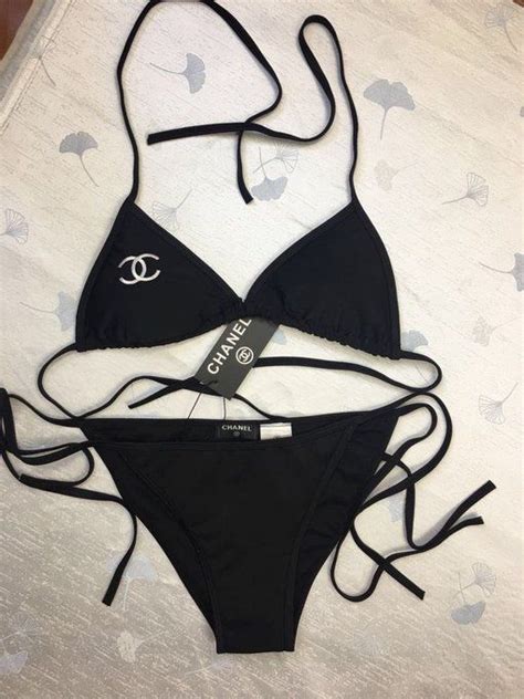 chanel bikini schwarz weiß|chanel swimwear 2022.